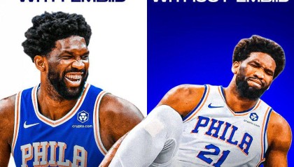 76人有恩比德时295胜157负，无他时104胜163负